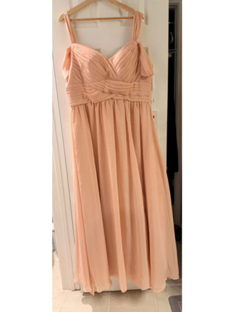 Blush Pink Pleated Chiffon Bridesmaid Formal Gown 14 Adjustable